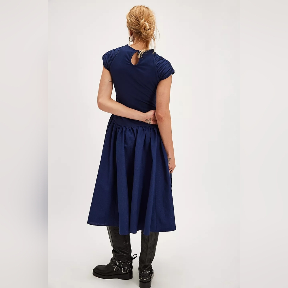 Free People Afternoon Elegance Midi Dress In Indigo Pura - Picture 2 of 11